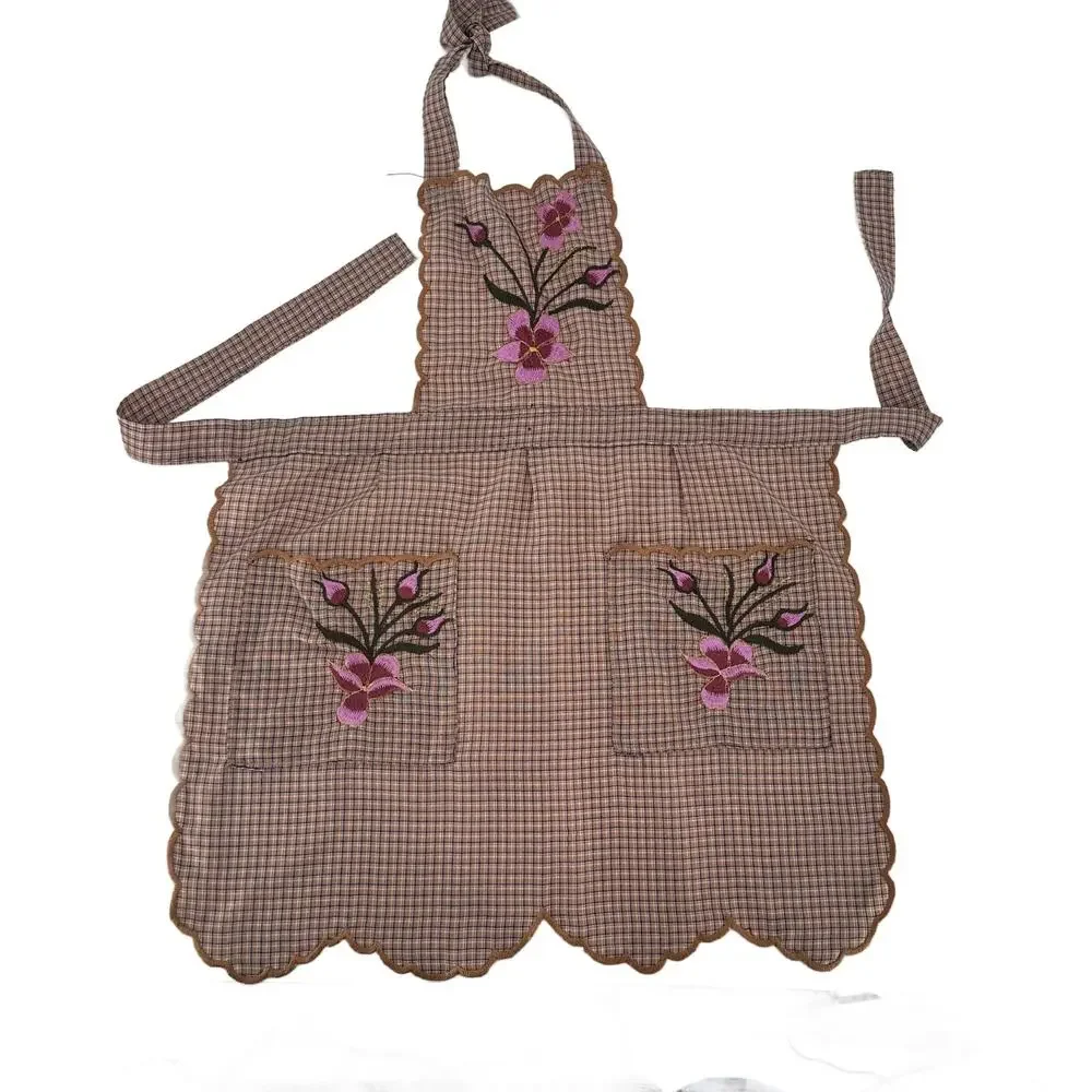 Mexican Embroidered Bib Apron for Women – Multicolor with Floral Design